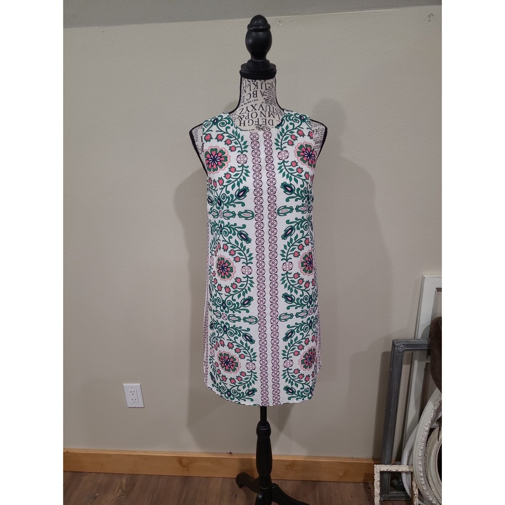 Chic Shift Dress floral motif Women SZ S wedding guest event garden party *NOTE*